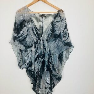 Mesmerize black and white patterned silk Lagenlook sculptural top size small
